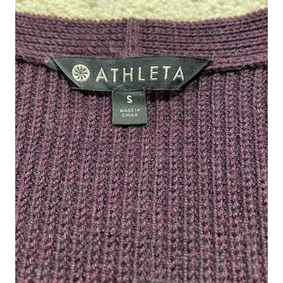 ATHLETA size S SWITCHBACK Pullover OVERSIZED SWEATER Purple Merino Wool Y22 - Picture 3 of 5